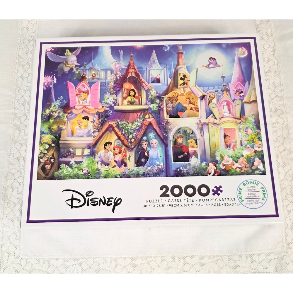 Ceaco Disney 2000 Piece Jigsaw Puzzle Characters Castle Collage 43501 Completed